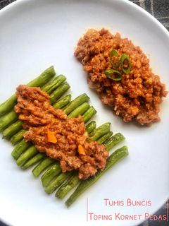 Foto resep Tumis Buncis Toping Kornet Pedas