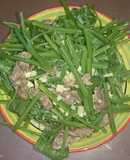 Đọt su su xào tỏi thịt bò