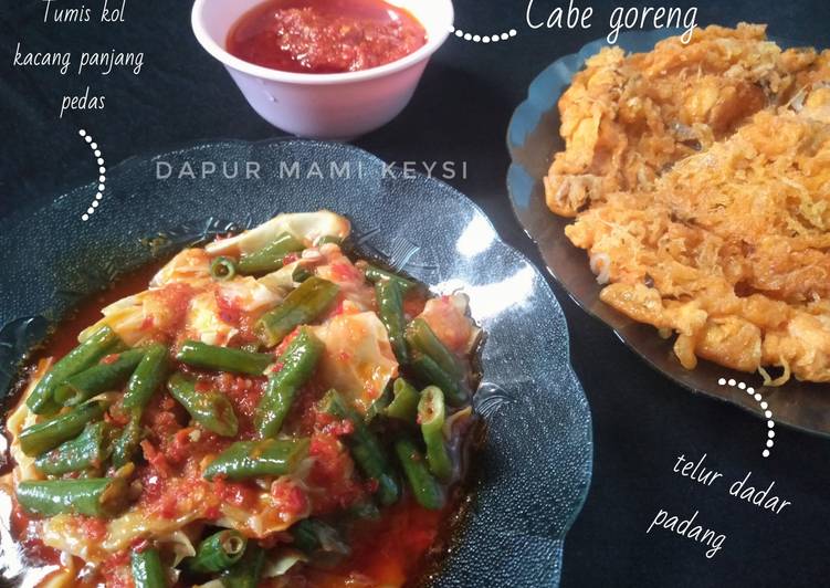 Bahan meracik Tumis kol kacang panjang pedas Anti Gagal