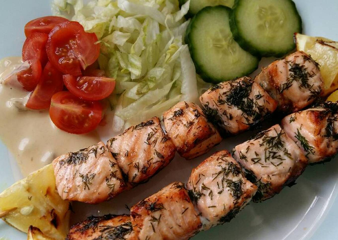 Vickys Lemon & Dill Salmon Skewers GF DF EF SF NF