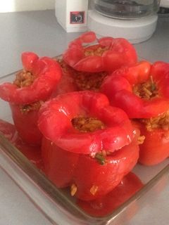 Una foto de Pimientos rellenos vegetarianos