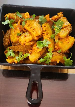 A picture of Spiny gourd (Kantola) ki sabji.