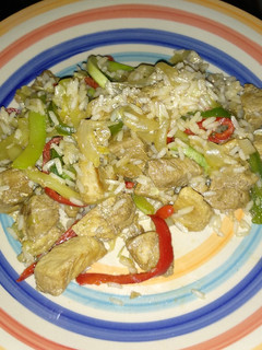 Una foto de Verduras con bondiola al wok