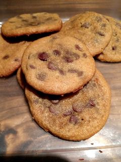 A picture of Soft and chewy chocolate chip cookies.