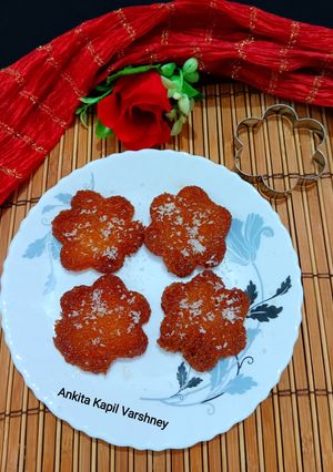 A picture of Shahi Tukda (Flower shaped).