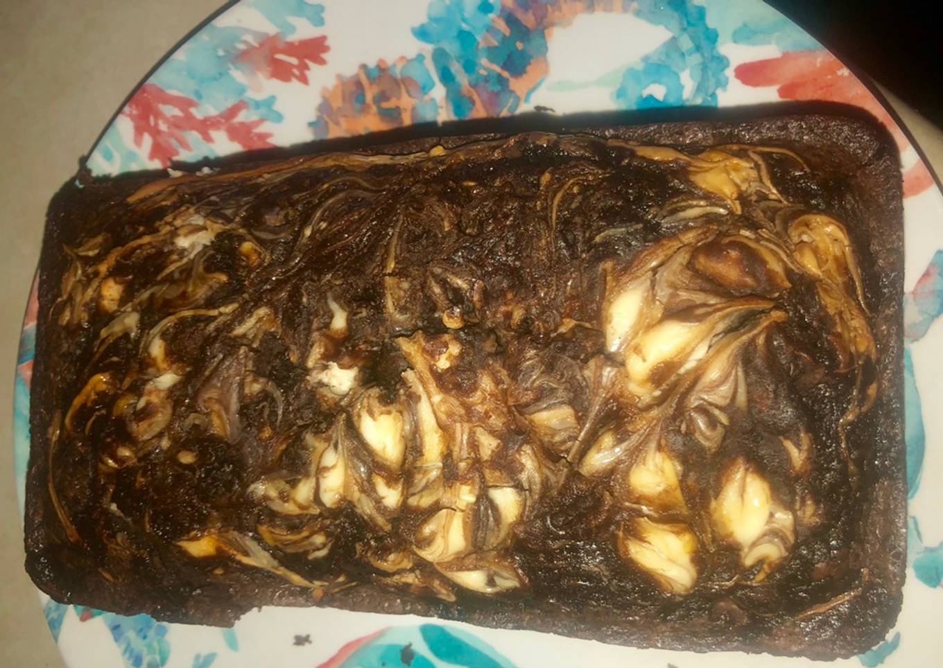 Caramel Cream cheese swirl brownie loaf