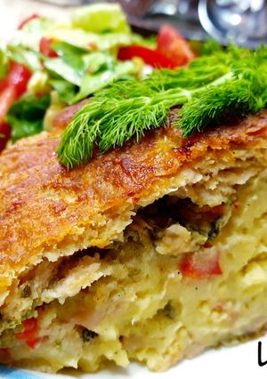 O poză a rețetei Ruladă de carne tocată umplută cu piure.