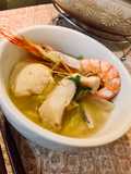 Sopa de tofu y camarones