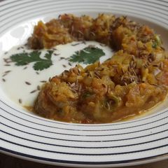 A picture of Smoked eggplant curry /baingan bharta.