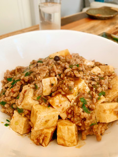 A picture of Spicy dish of Tofu and minced meat.