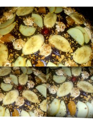 Une photo de Gâteau au chocolat aux pommes, bananes,l'orange