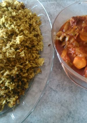 عکسی از دستور ماش پلو با خوراک مرغ
