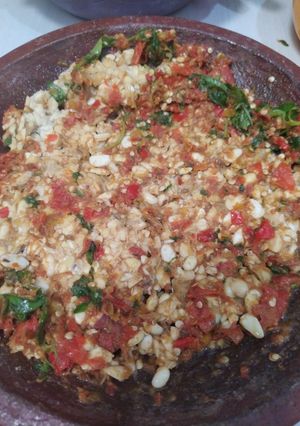 Foto resep Sambal kemangi penyet tempe