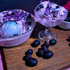 A picture of Jamun (plum) shrikhand ice-cream.
