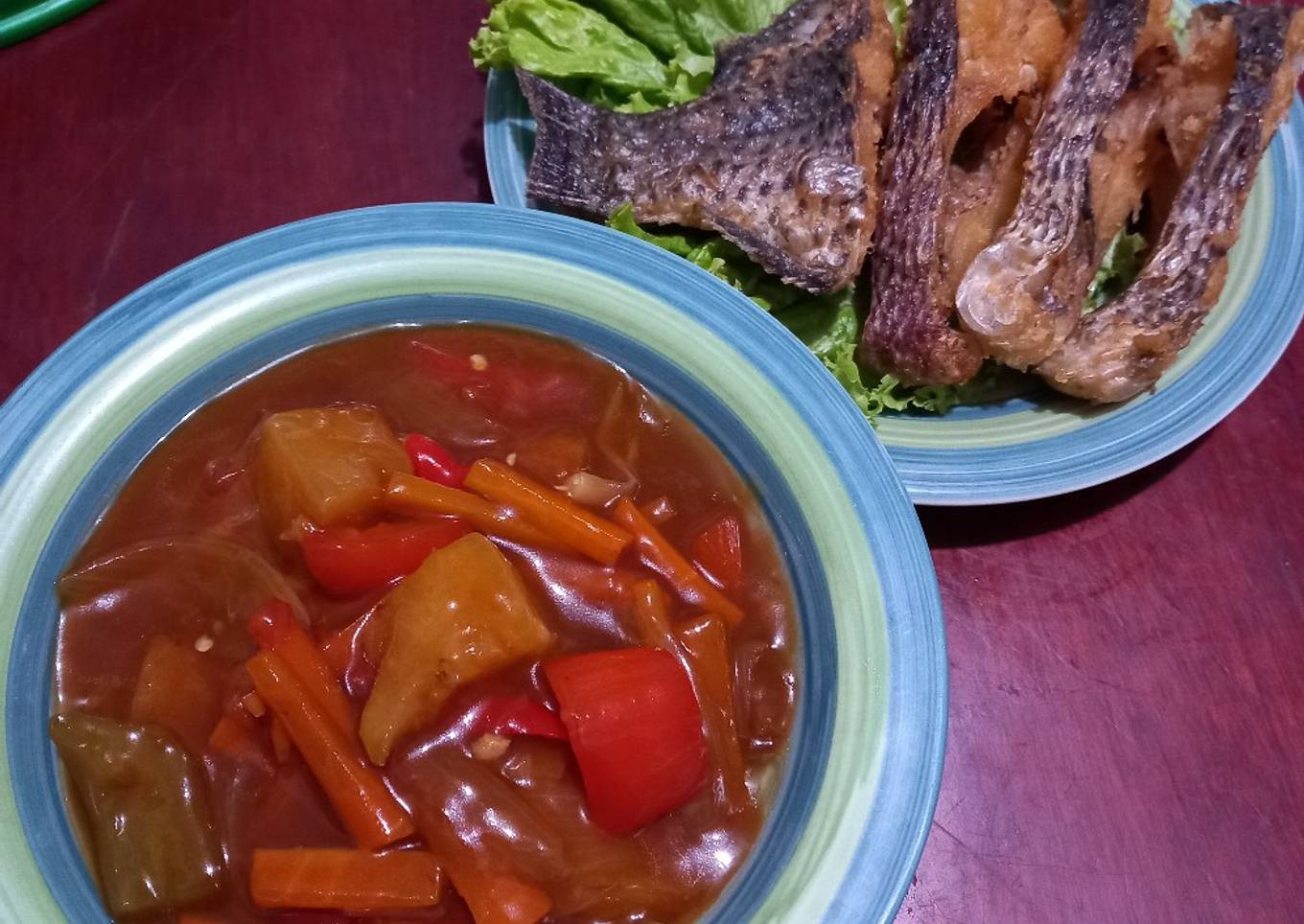 Nila Goreng Asam Manis dengan Paprika