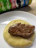 Filet de vedella amb puré de patates pringles