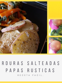 Una foto de Verduras salteadas y papas rústicas