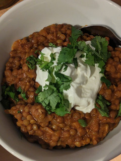 A picture of Instant pot Green Lentil Curry.