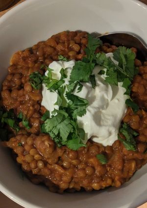A picture of Instant pot Green Lentil Curry.