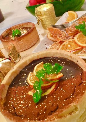 A picture of Dark Chocolate Tart with orange flavor - my favorite😋.
