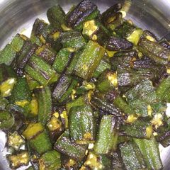 A picture of Lady's finger onion stir fry.