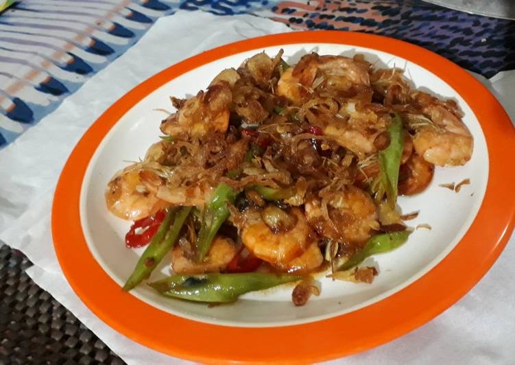 Oseng Udang buncis Saos Tiram