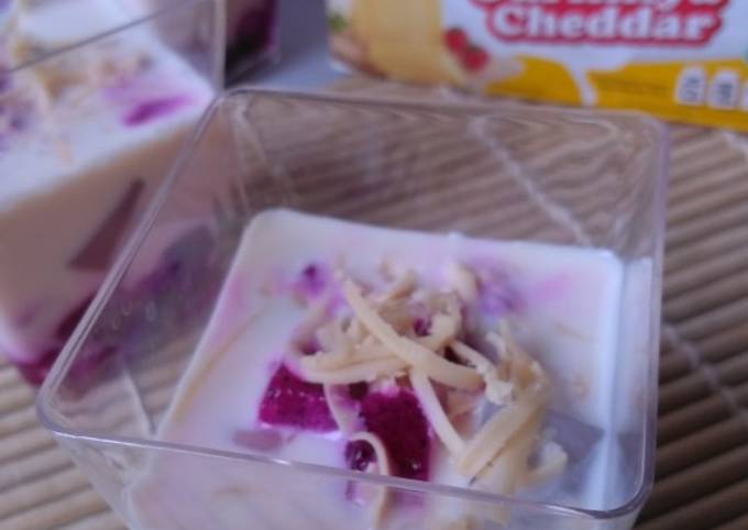Cara membuat Cheesy Milk Dragon Fruit Pudding Cara membuat Cheesy Milk Dragon Fruit Pudding