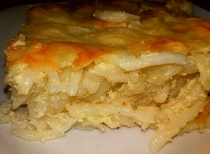 O poză a rețetei Budincă de macaroane cu brânză la cuptor.
