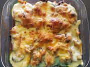 Una foto de lasagna de carne de soya
