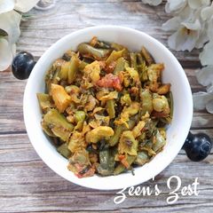 A picture of Brussel Sprouts and Flat Beans Stir Fry.
