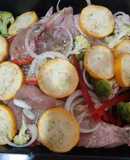 Pollo al horno con vegetales