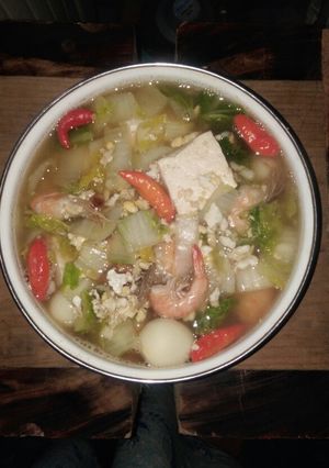 Foto resep Sup Sawi Putih Udang Tahu Telur Puyuh