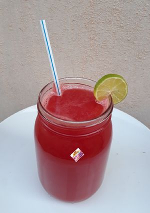 A picture of Orange and Watermelon juice.