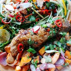 A picture of Thai Inspired Pork Tenderloin With Butternut Squash.