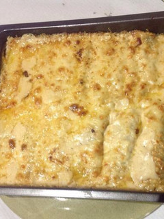Una foto de Canelones de setas y langostinos
