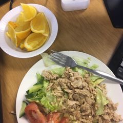 A picture of Something fishy green salad.