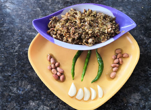 A picture of Kolhapuri thecha(green chilli kolhapuri thecha).