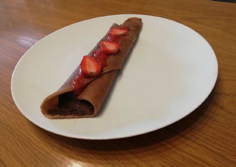 Crepe de chocolate y mermelada de fresa fitness!! 😍