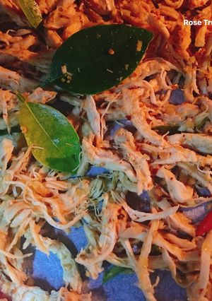 A picture of Vietnamese Lemongrass Chicken Jerky with Lime Leaves.