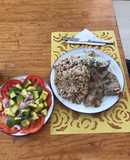 Almuerzo ligero con lomo de cerdos la plancha