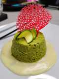 Flan di zucchine, fonduta di formaggio, cialda corallo.🪸