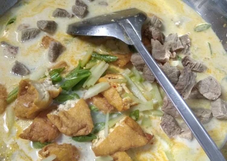 Cara Gampang Menyiapkan Sayur santan (labu,tahu, buncis, daging sapi, telur bulat), Enak Banget