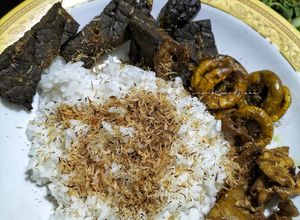 Foto resep Paru Babat Usus Sapi Goreng | Sambal Mangga Muda