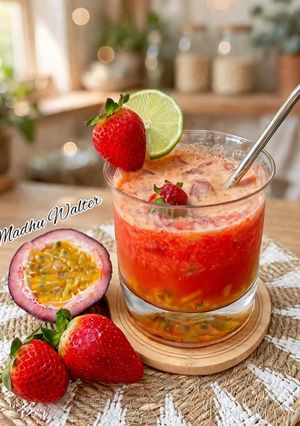 पैशन फ्रूट स्ट्रॉबेरी कूलर (Passion Fruit Strawberry Cooler) रेसिपी मुख्य फोटो
