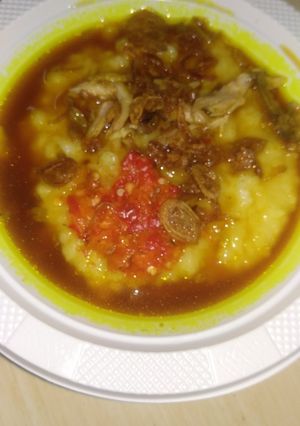 Foto resep Bubur ayam kuah kari kuning