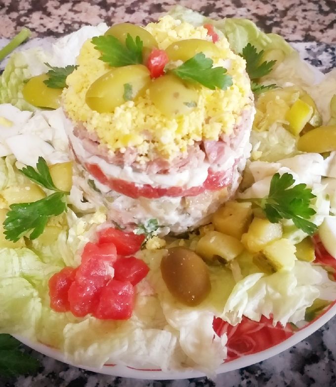 Mimosensalat mit Gemüse und Thunfisch in Öl😛😛👍🎄🎄🎄 Rezepthauptbild