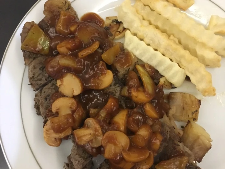 Langkah Mudah untuk Membikin Resep Beef steak with bbq sauce yang Lezat Anti Ribet, Mantap