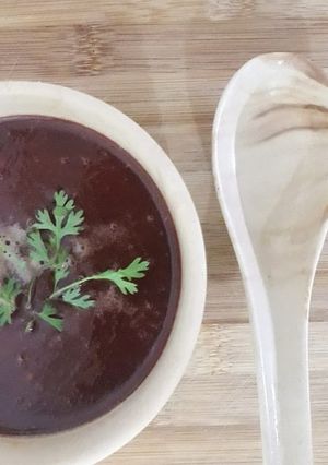 A picture of Beetroot Palak soup.