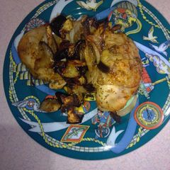 Chicken with aubergines in air fryer A picture of Chicken with aubergines in air fryer.