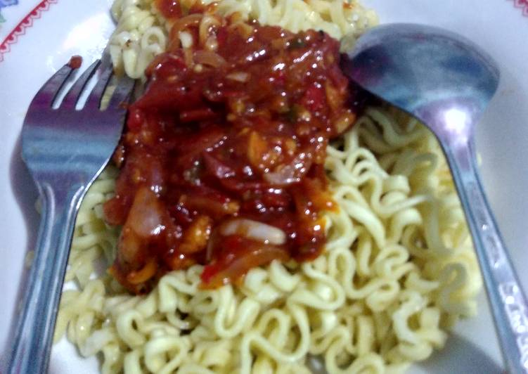 Instan mi gepeng spaghetti and sauce ala ala 😂